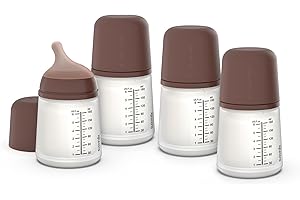 Suavinex, Pack 4 Biberón Anticólico Zero Zero, con Tetina de Flujo Adaptable (A) de Silicona, Bebés +0 Meses y Recién Nacidos, Específico Lactancia Materna, Leche Materna y de Fórmula, 180 ml, Deep