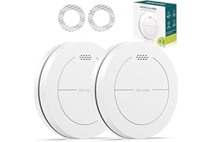 Safeliveo Rauchmelder ohne Blinkende LED, mit 10 Jahre Batterie, Mute Funktion, 85 dB Photoelektrischer Rauchmelder mit Klebe