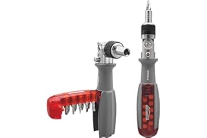 HOUSERAN Wkrętak z grzechotką 10 w 1, multibit, precyzyjny wkrętak regulowany do 90 stopni, wkrętak do zastosowań elektrycznych i elektronicznych z grzechotką