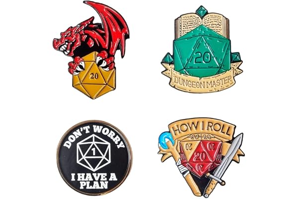Power BeastDungeon 4 x stift brosch, stift D&D 5e, tärning DND, Dungeon Master