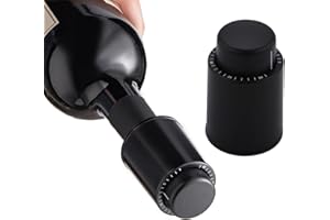 IraXpro Lot de 2 Bouchon à Vin Sous Vide,Bouchon Bouteille Vin Vide d'air,Bouchon Vin Reutilisable avec Echelle de Temps,Bouchons à champagne,Silicone de Qualité Alimentaire Bouchon de Vin(Noir)