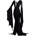 LUYANA Women's Morticia Addams Costume Halloween Carnival Party Dress Gothic Witch Dress