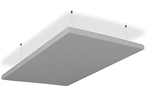 SILENT4® Plafond absorbant acoustique 114x72x5cm en non-tissé acoustique, montage par câble, acoustique améliorée prouvée par panneau acoustique en gris clair