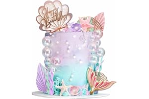Ptyism 34 Stk Meerjungfrau Tortendekoration Set（Unterwasserwelt）Cake Topper Geburtstag丨Meerjungfrau Kuchen Deko Geburtstag，Torte Topper Geburtstag für Meerjungfrau Themenparty Kuchendeko usw