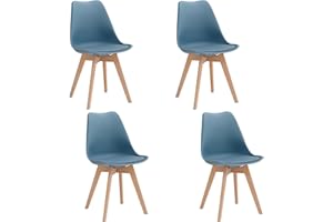 JZGORC Set di 4 Sedie da Sala da Pranzo, Sedie da Cucina Nordica, Sedie da Ufficio con Gambe in Faggio Massello per Camera da Letto, Soggiorno, Cucina - Blu Scuro