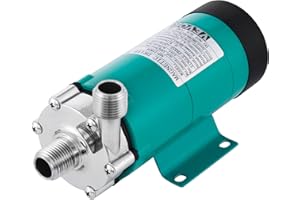 VEVOR MP-15RP Bomba de Cerveza Magnética de Elaboración Con Pozo de Grado Alimenticio 10 W, Cabeza de Acero Inoxidable, Alta Temperatura 120 ℃