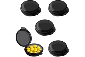 vgggrd 4 Stück Tablettenbox Tablettendose für unterwegs, Kleine Pillendose Medizin Vitamin Lebertran, Tragbar Pillenbox Mini-Pillen-Organizer tragbar für Zuhause Arbeit(Round-Schwarz)