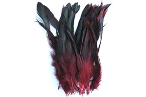 ATST Pack of 50 Rooster Pheasant Dip Dyed Feathers - 5-8" (12-20cm) approx Length - Six Colour Choices (Red)