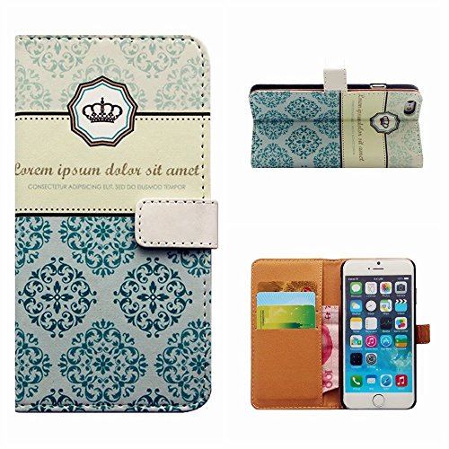 MUTOUREN iPhone SE 5 5S Drucken 2 in 1 Brieftasche Bumper Slim-Schutzhülle Tasche mit Karten- / Geldscheinfach PU Leder Handyhülle Schutzhülle Magnetverschluss Kunstleder Flip Case Tasche Hülle Schutz Etui Schale + Eingabestift – Kaiserkrone - 2