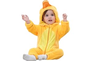 ANUFER Unisex Bambina Cappuccia Pagliaccetto Flanella Carina Animale Tuta Pigiama 0-36 Mesi