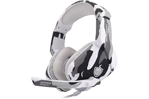 YOTMS Auriculares Gaming, H1 3D Premium Over Ear Cascos Gamer Headset con Micrófono y Control de Volumen para PS4, PS5, Switch, PC, Xbox One, Mac, 5.1 Sonido Estéreo, Regalo para Niños, Camuflaje