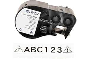Brady Nastro adesivo in vinile per stampante di etichette BMP41/BMP51/BMP53/M511, colore nero su bianco, 25,40 mm (larghezza) x 7,62 m (lunghezza), M4C-1000-595-WT-BK