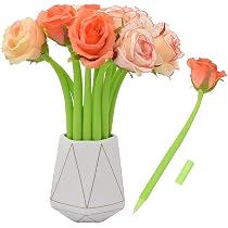 24 Blumenstifte Mit Gänseblümchen & Nelken - 0,5 Mm Schwarze Tinte, Bunte Kunstblumen Als Griff