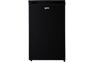 Igenix IG255B Freestanding Under Counter Larder Fridge with 2 Adjustable Glass Shelves, 1 Salad Drawer with Shelf On Top, Reversible Door, 131 Litre Capacity, 55 cm Wide, Black
