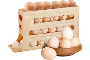 Ysguyyz Dispenser Automatico Per Uova A 4 Livelli Salvaspazio Per L'organizzazione Del Frigorifero E Del Piano Di Lavoro - Organizer Portauova In Plastica Resistente (Giallo)