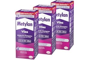 Metylan Vlies, Tapetenkleister für Vliestapeten mit glatter oder strukturierter Rückseite, einfach zu verwendender Tapetenkleister, Kleister mit hoher Ergiebigkeit, 3x180g