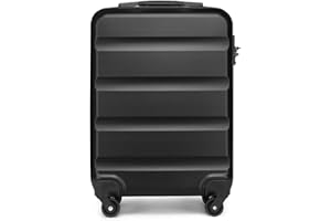 KONO Handgepäck Koffer Kabinentrolley M Leichter Reisekoffer aus Hartschale Rollkoffer mit TSA Schloss und 360° Spinner Räder, 55x38x20cm, 33Liter (Schwarz)