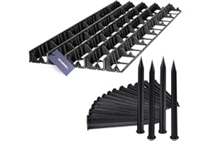 HOLZBRINK Bordures de Pelouse Bande Droite en PVC avec 75 Ancrages de Fixation, Hauteur 45 mm, Longueur 25 m, HRK01B-45