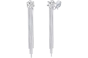 QUKE Cubic Zirconia Dangle Earrings Crystal Long Drop Tassel Wedding Earrings For Bridals Women Girls