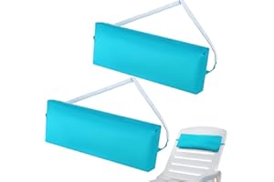 Qunclay Kopfstützenkissen, Poolmöbel, Lounge-Kissen, Stuhlkissen, Terrassenmöbel, Kissen mit verstellbarem Gummiband, Kopfstützkissen für Pool, Terrasse, Stühle, Türkis, 2 Stück