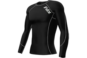 FDX Men's Compression Base Layer Top, Lightweight, Breathable, Long Sleeve Body Fit Quick Dry Cool Shirt All Season for Running Gym Workout Training Fitness Exercise