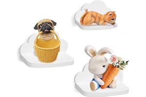 Pyjacos Mensole da Muro Set di 3 Mensola da Parete per Decorazioni per Cameretta Bagno Cucina Salotto piccola Mensola Adesiva da Muro nuvola bianca
