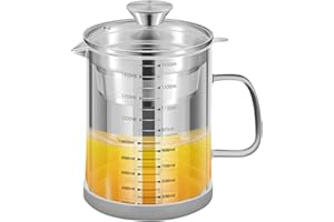 Fulenyi Pot à Huile Domestique | Filtre à passoire en Acier Inoxydable - Pot d'huile Filtre Portable pour l'élimination l'huile friture, séparateur Graisse d'huile Cuisson