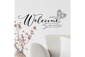 WALL4STICKERS Welcome Home Wall Stickers Citazioni Art Kitchen Decor Soggiorno Decal Sticker Family Camera da letto segno vinile citazione muri porta decalcomanie stencil bagno Lettering trasferimenti carta