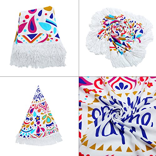 KING DO WAY 2 mm / 0,08 “ Gesäumt Baumwolle Strand Runde Mandala Sunscreen Schal Wandteppich Wickelrock Yoga-Matte Indischen Handtuch Für Outdoor Sandstrand Und Innen Dekoration - 8