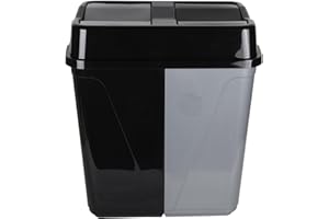 Jolie Max Double Rubbish Waste Separation Bin Recycling. Dual Compartment 100L (2 x 50 L) (Black-Grey)