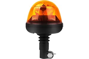 Qiping Gyrophare LED Orange, 12V/24V 7 Mode Feux d'Avertissement IP67 Etanche Marque E Homologation pour Camion, Camionnette, Tracteur, Véhicule Agricole