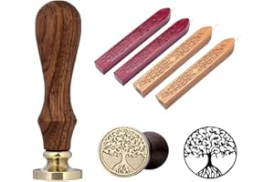 YXHZVON Zestaw pieczątek woskowych, 1 sztuka pieczęci z 4 sztukami lakieru do pieczęci z drewnianym uchwytem, do zaproszeń, pocztówek, listów, kopert