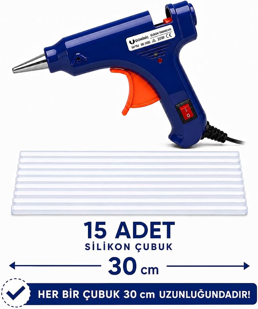 20W Sıcak Silikon Tabancası, Hızlı Isınan, Hobi ve Tamirat için, El Sanatları, DIY Projeleri, 15 Adet Silikon Çubuk Dahil