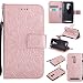 Produktbild Lonchee Asus Zenfone Go ZB452KG Leder Wallet Tasche Brieftasche Schutzhülle , Sonnenblumen geprägten Muster Design Hochwertige PU Leder Folio Tasche Case Hülle im Bookstyle mit Standfunktion Kredit Kartenfächer (Rose Gold)