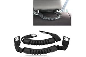 Qiilu Kopfstützen-Haltegriffe, 2 Stück, Dach-Haltegriffe/Auto-Rücksitz-Rücksitz, Kopfstützen-Haltegriff-Set mit Loch für 1995–2017 (schwarz)