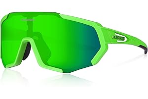 Queshark Gafas de Ciclismo Polarizadas Gafas de Sol Deportivas con Montura TR90 Gafas de Bicicleta Para Hombres Mujeres con 3 Lentes Intercambiables Anti-UV400