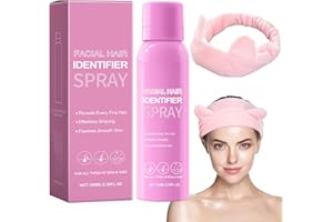 LIAMEPH Hair Identifier Spray for Face Shaving,Fuzz Off Facial Hair Spray,Hair Identifier Spray,Comes with 4 Eyebrow Trimmers and a Pink Hair Band,Gentle and Non-Irritating,Suitable for All Skin Types