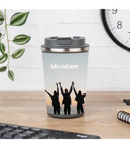 Tumbler Personalizzato In Acciaio Inox 12oz (340ml) – Doppia Parete Termica – Bianco/Argento Con Coperchio