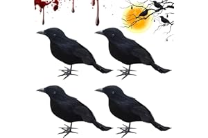 MAIBAOTEMBT Decorazione Halloween Corvo, Corvo Nero di Halloween, Piuma Corvi Fatta Mano, Corvi Piumati Artificiali, Halloween Corvi Decorazione, Decorazioni Realistiche di Corvo, per Festa di Halloween