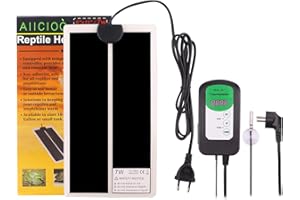 AIICIOO Reptil Heizmatte Wasserdichtes sicheres einstellbares Vivarium Pet Tank Warmer Mat Pad mit Temperaturregelung für Reptilien Eidechse Gecko Schlangen Schildkröte Spinne 7W 15 * 28cm