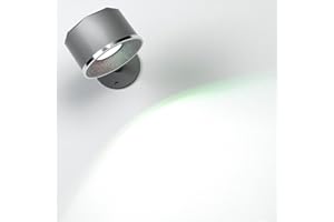 Lionight LED Wall Lamp, 1 Pack Wireless Spotlight with Remote Control, Rechargeable Battery Lights, 360°Rotate Magnetic Ball Lamps, Warm/Natural/White+13 Colorful Change for Night Light, Grey