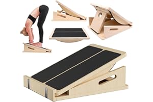 KUNAXKU 3 in1 Table d'équilibrage à une jambe, Planche Inclinée en Bois, Plateforme Etirement Mollets & Chevilles Ajustable pour Tous les Âges, bois et de civière de veau Pour Coureurs & Autres Athlètes
