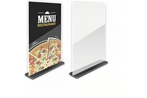 CYLOCRYA Porta Menús Acrílico A5, Pack de 2 Soportes Transparentes de Sobremesa, Exhibidores de Doble Cara para Restaurantes, Oficinas, Exposiciones, Menús y Fotos, 21 x 15 cm