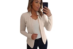 OMZIN Femme Blazer à Revers Crantés Ouvert sur Le Devant Bureau Blazer Veste