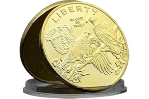 MERCOLLECTION Pièce de monnaie américaine Liberty Challenge In God We Trust Eagle en métal avec étui en plastique