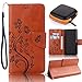 Produktbild Huawei Honor 7 Strap Lanyard Brieftasche,Huawei Honor 7 Leather Wallet Case,Pershoo Retro Braun Malen mit Schmetterling Muster PU Leather Case Flip Cover in Book Style Wallet Stand Card Slot Protective Case mit Standfunktion und Karte Halter für Huawei Honor 7 (5.2 Zoll) with 1 x Earphone Storage Box-Braun