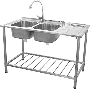 Kukoo Kitchen Sink Kitchen Sink Draining Board Right Free Accessories Amazon De Diy Tools