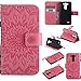 Produktbild LG G3 Mini Hülle,LG G3 Mini Leder Sonnenblumen Hülle,LG G3 Mini Lanyard Wallet Schutzhülle,BONROY® Retro geprägte Sonnenblumen Muster PU Leder Flip Hülle Wallet Case Tasche Cover Handytasche Schutzhülle Lederhülle Handyhülle in Book Style Stand Case mit Kredit Kartenschlitz für LG G3 Mini-rosa