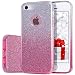 Produktbild iPhone 5s Hülle, iPhone SE Hülle, MILPROX Glitzer-Schutzhülle [Drei-Schicht-Hybridstruktur] Slim Kristallklar TPU+ Bling glitzerpapier + Frosted PC Shell, kompatibel mit iPhone 5-Pink farbverlauf