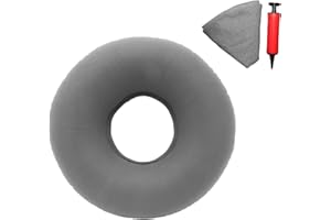 ‎TUAKIMCE TUAKIMCE Aufblasbare Sitzkissen, Sitzkissen Orthopädische Ringkissen Aufblasbares Hämorrhoiden, Orthopädisch Sitzkissen mit Pumpe, Härte Einstellbar für Steißbein Dekubitus Rollstühle (Grau)